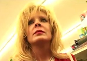 Bitch dressed in red gets spit-roasted hardcore