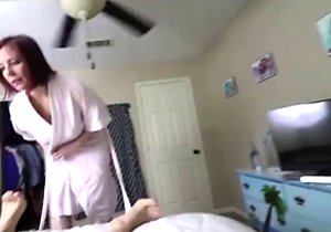 Redhead begging him NOT to creampie her cunt