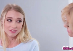 Two gorgeous blondies lesbians are trying something new