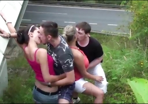 Sensual mature and her fresh boyfriend fuck outdoors